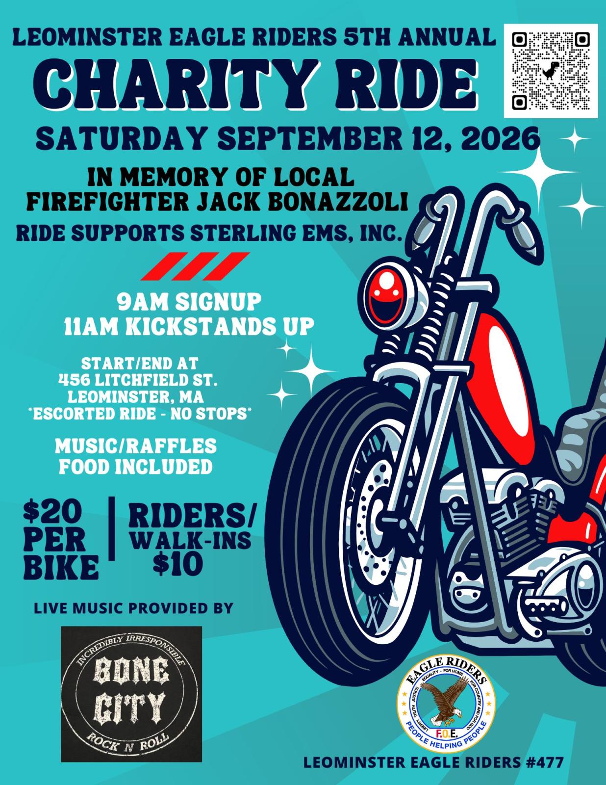 5th Annual Leominster Eagle Riders Charity Ride on 9/12/2026